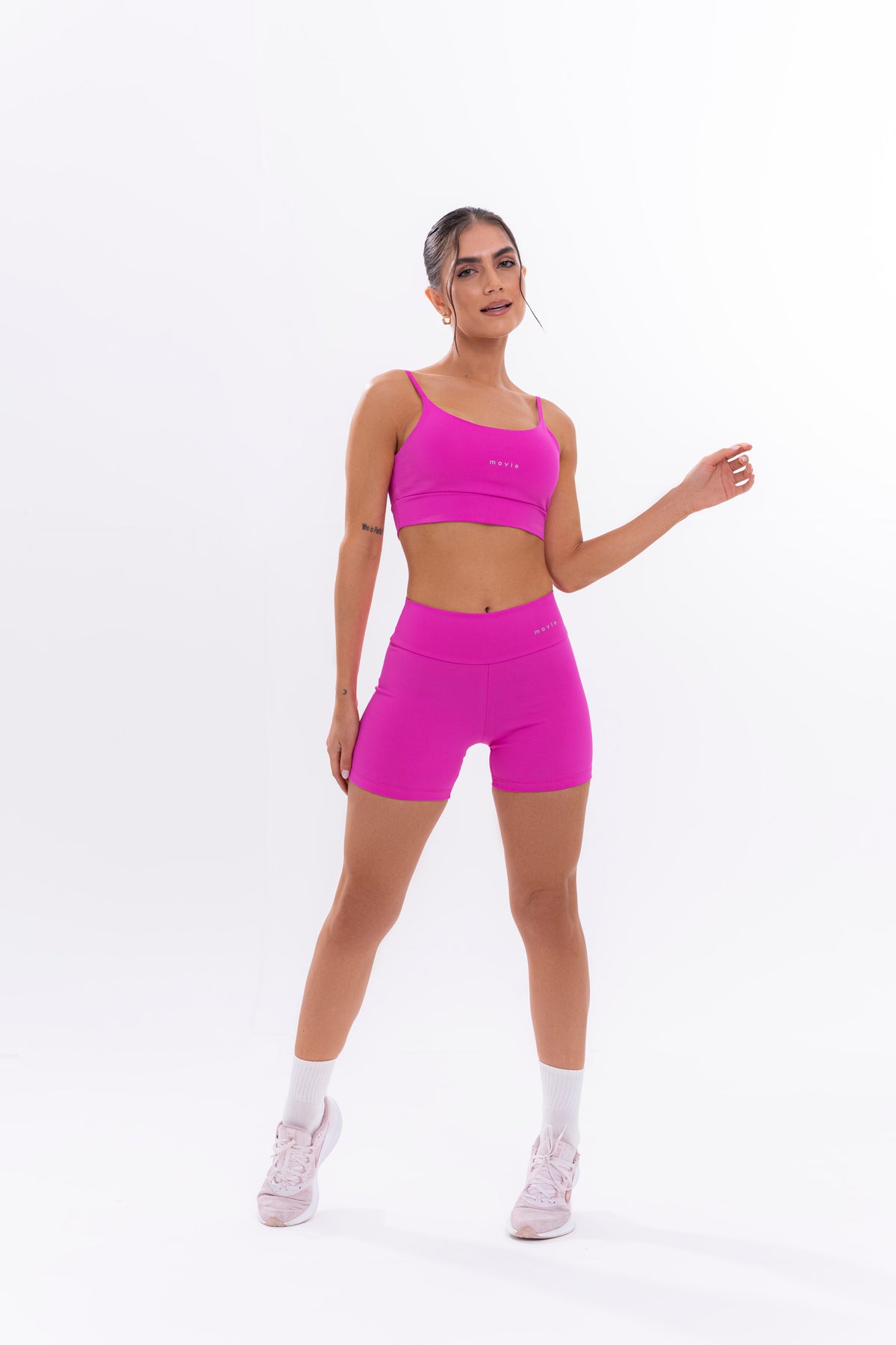 Fitness Bras and Shorts  Set - Basic - Neon Pink