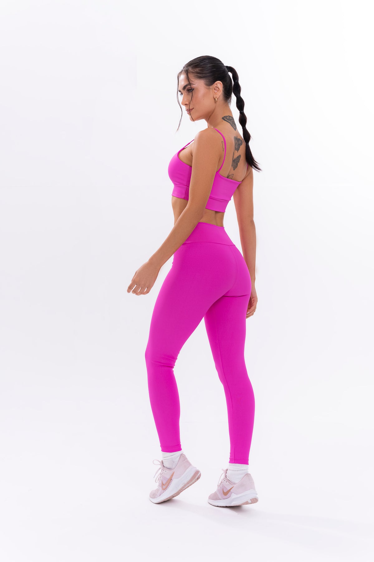 Fitness Bras and Leggings Set - Basic - Neon Pink