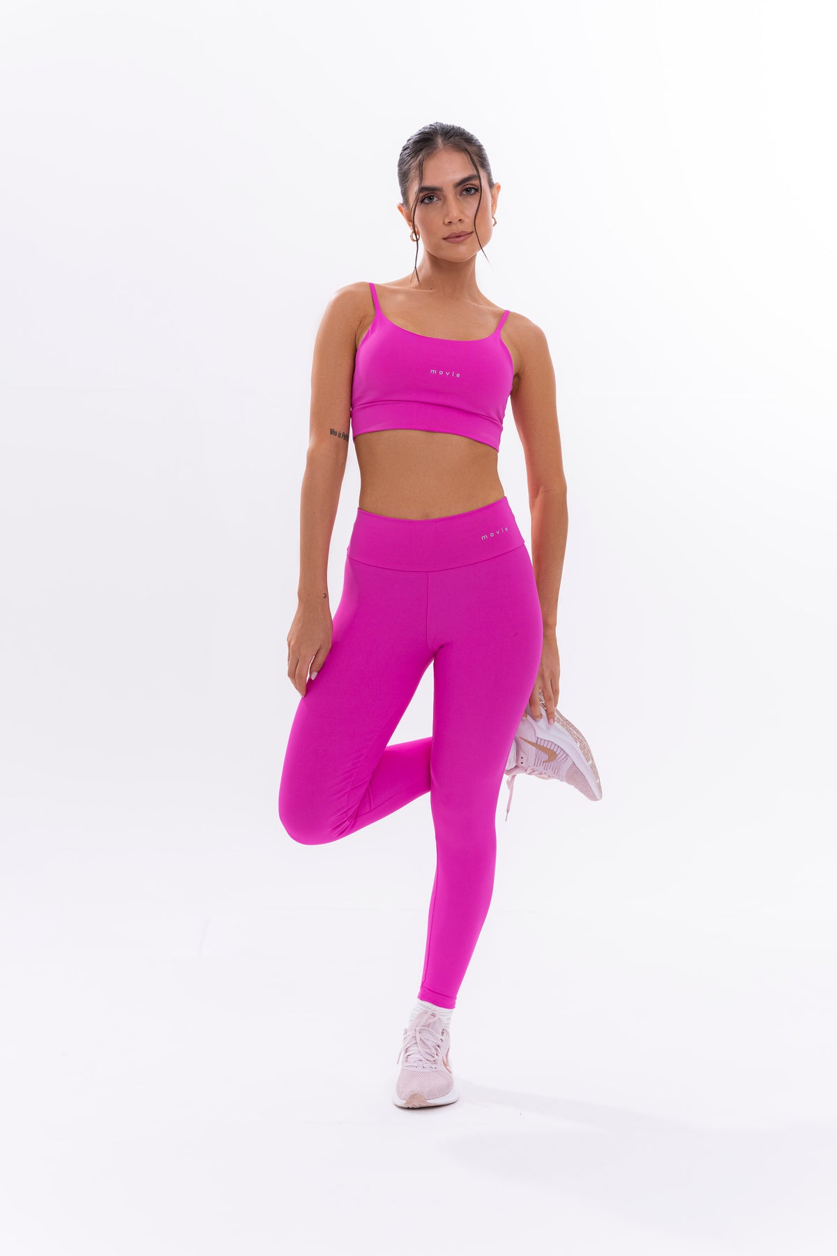 Fitness Bras and Leggings Set - Basic - Neon Pink